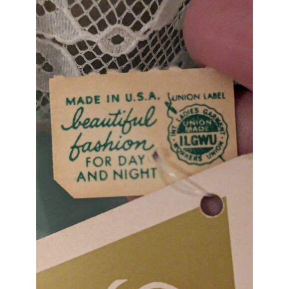 Vintage 60s Gossard Artemis Negligee Mint Green Lace Nightgown Maxi NWT - Picture 12 of 12